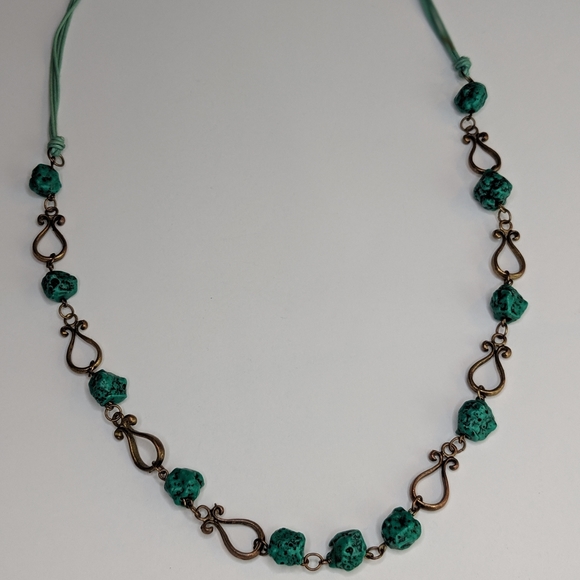 Costume Jade /Bronze Adjustable Statement Necklace - Picture 5 of 10
